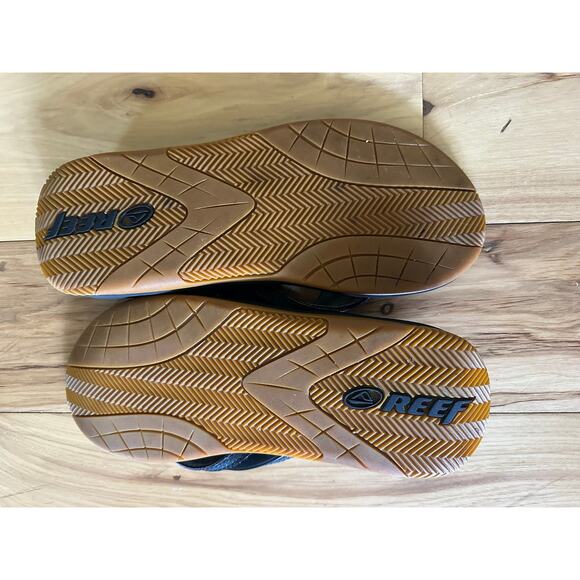 REEF Men's Black  L-16 SAV Flip Flops Sandals Size 9 Faux Vegan Leather Strap - Picture 6 of 8